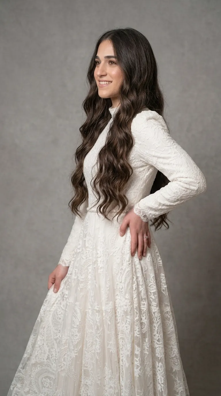 Modest princess boho chic pageant wedding dress