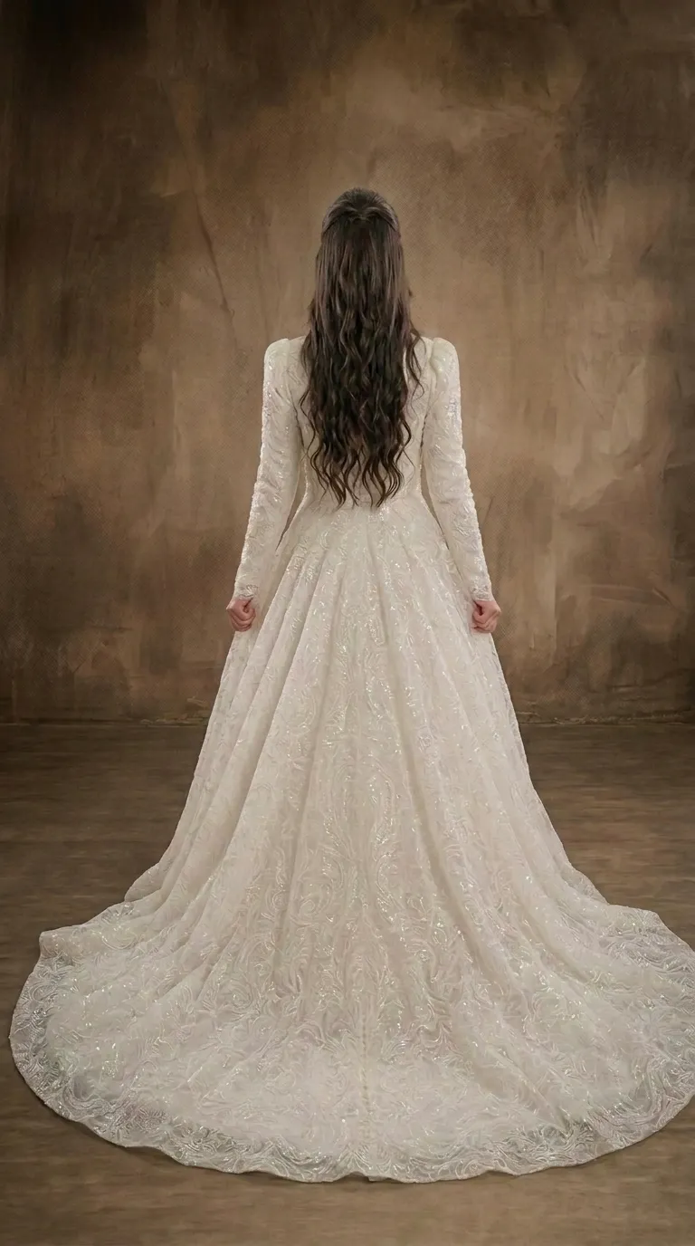 Modest princess style wedding dress with a pageant