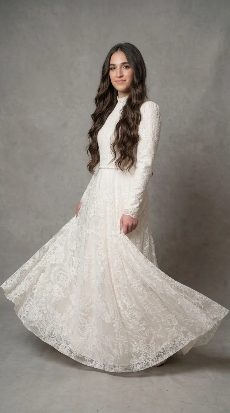 Modest princess boho chic pageant wedding dress
