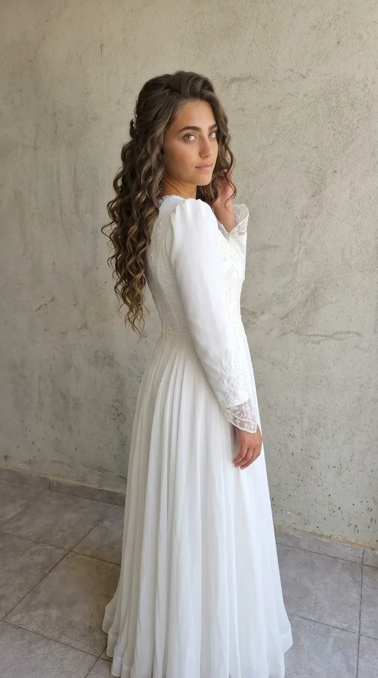 A modest wedding dress in a classic style