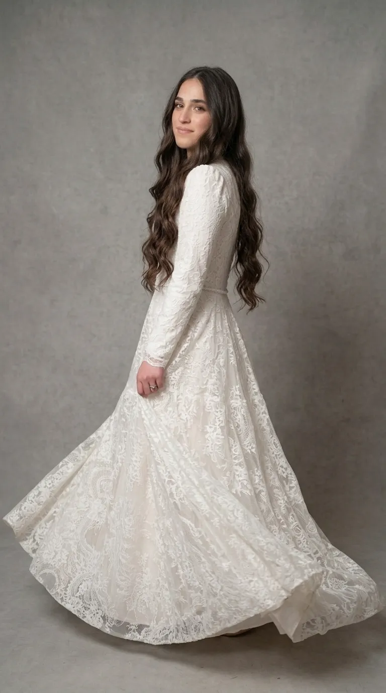 Modest princess boho chic pageant wedding dress