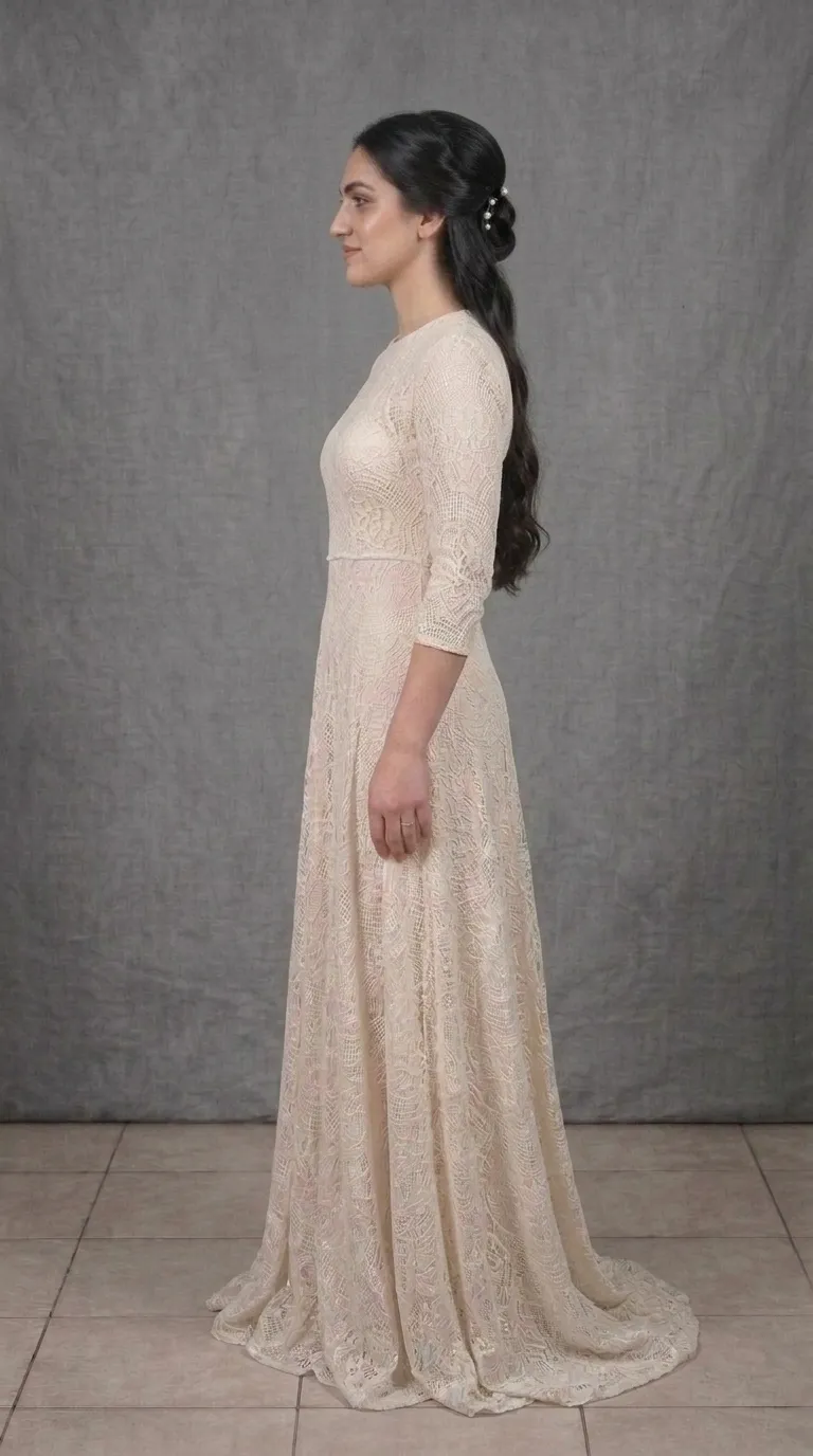A modest, comfortable boho-chic wedding dress