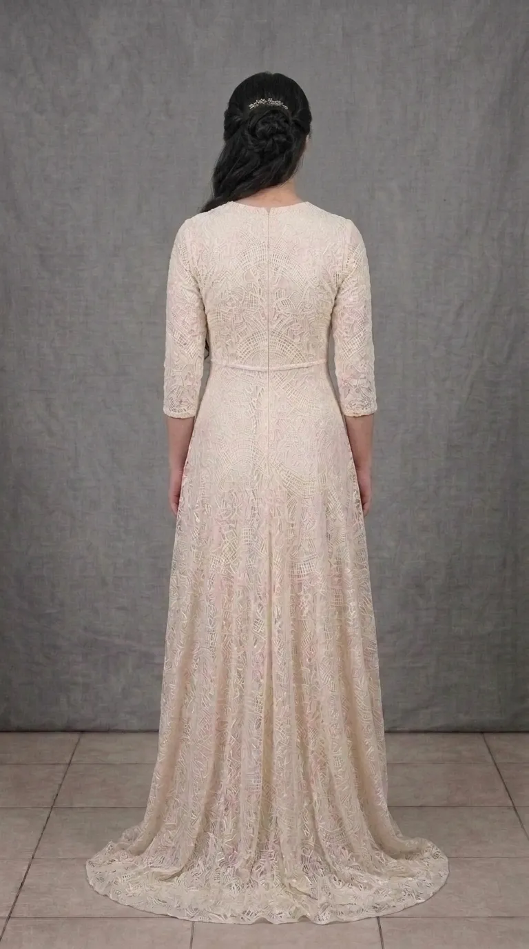 A modest, comfortable boho-chic wedding dress