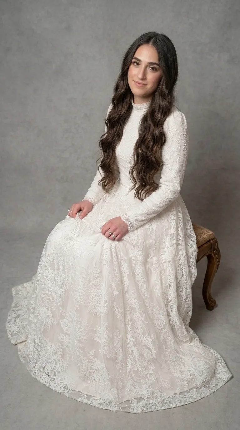 Modest princess boho chic pageant wedding dress