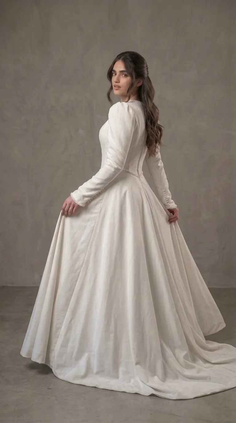 A modest, smooth princess-style wedding dress