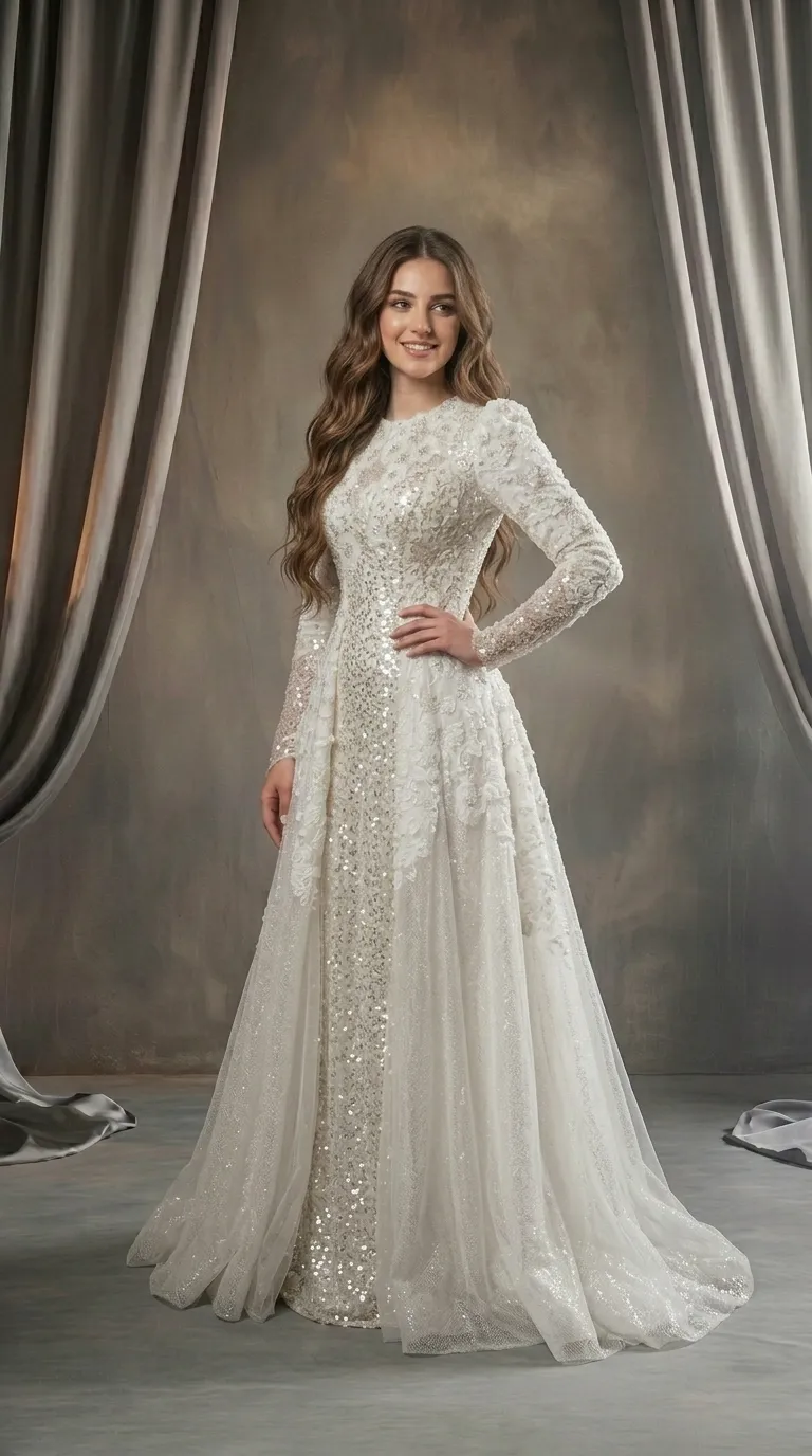 Modest princess style wedding dress
