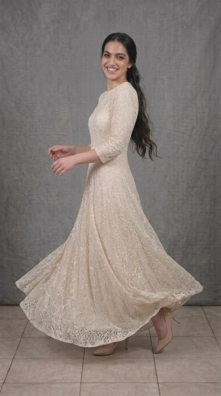 A modest, comfortable boho-chic wedding dress
