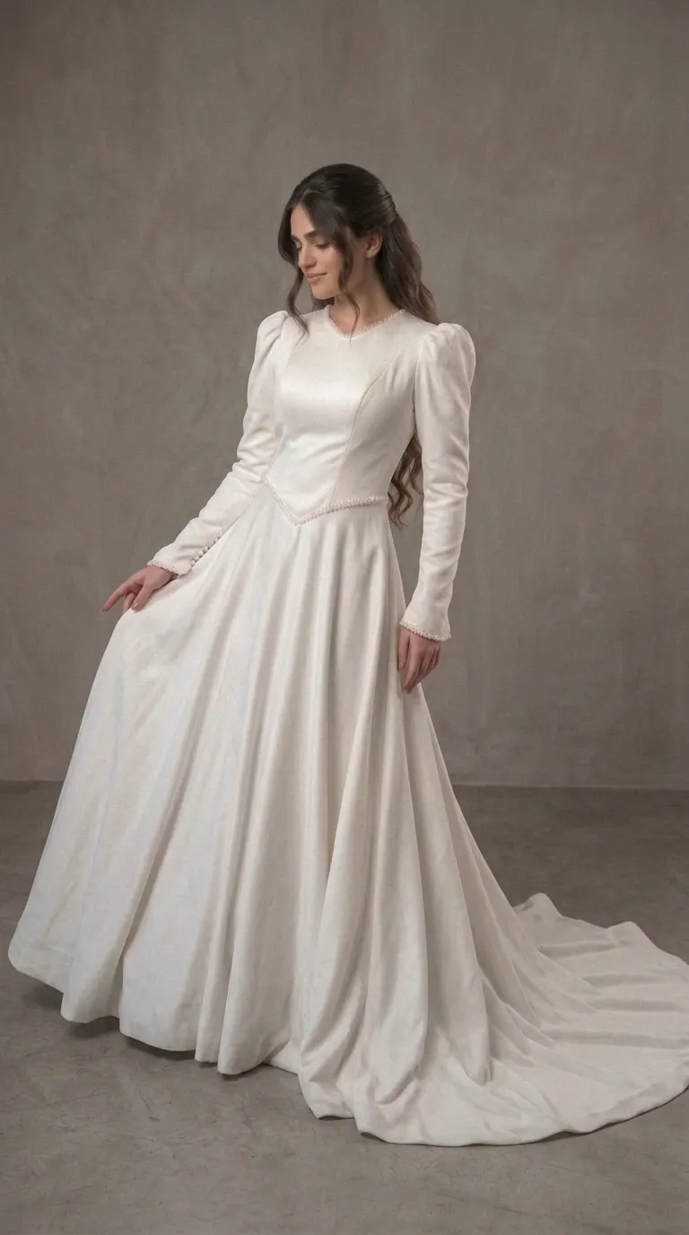A modest, smooth princess-style wedding dress