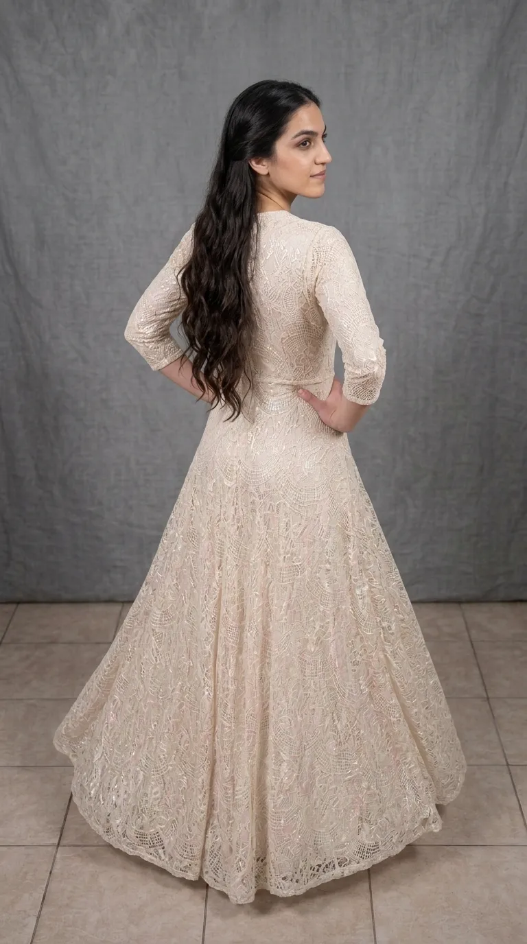 A modest, comfortable boho-chic wedding dress