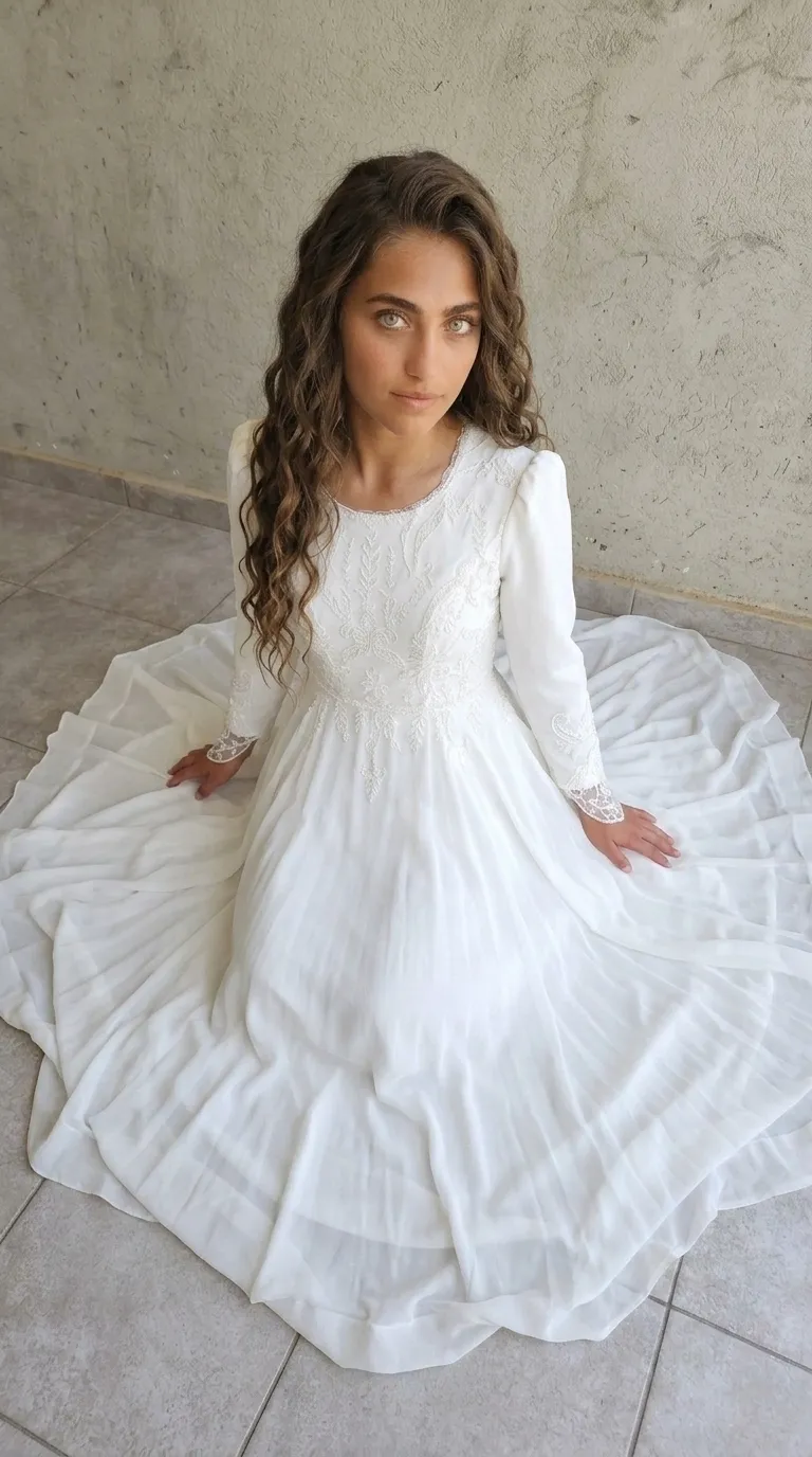 A modest wedding dress in a classic style