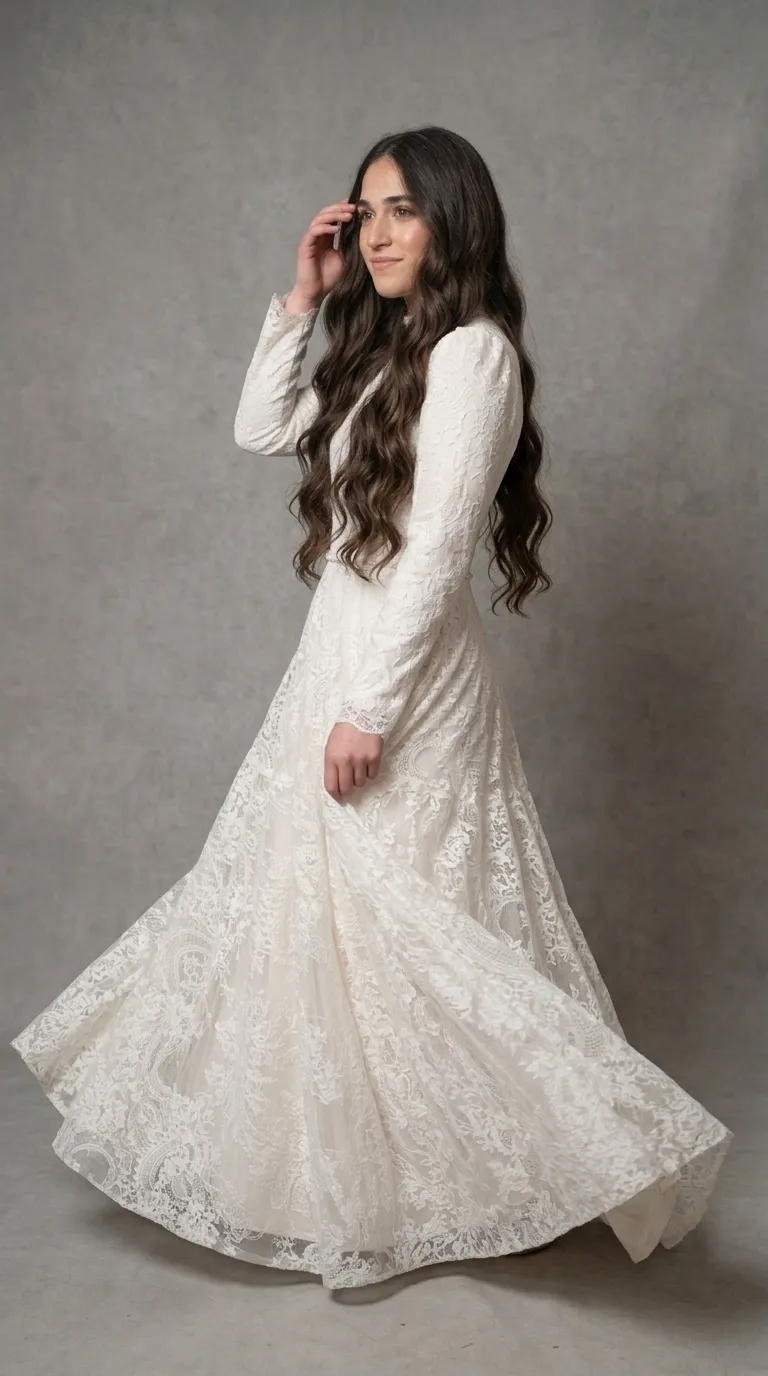Modest princess boho chic pageant wedding dress