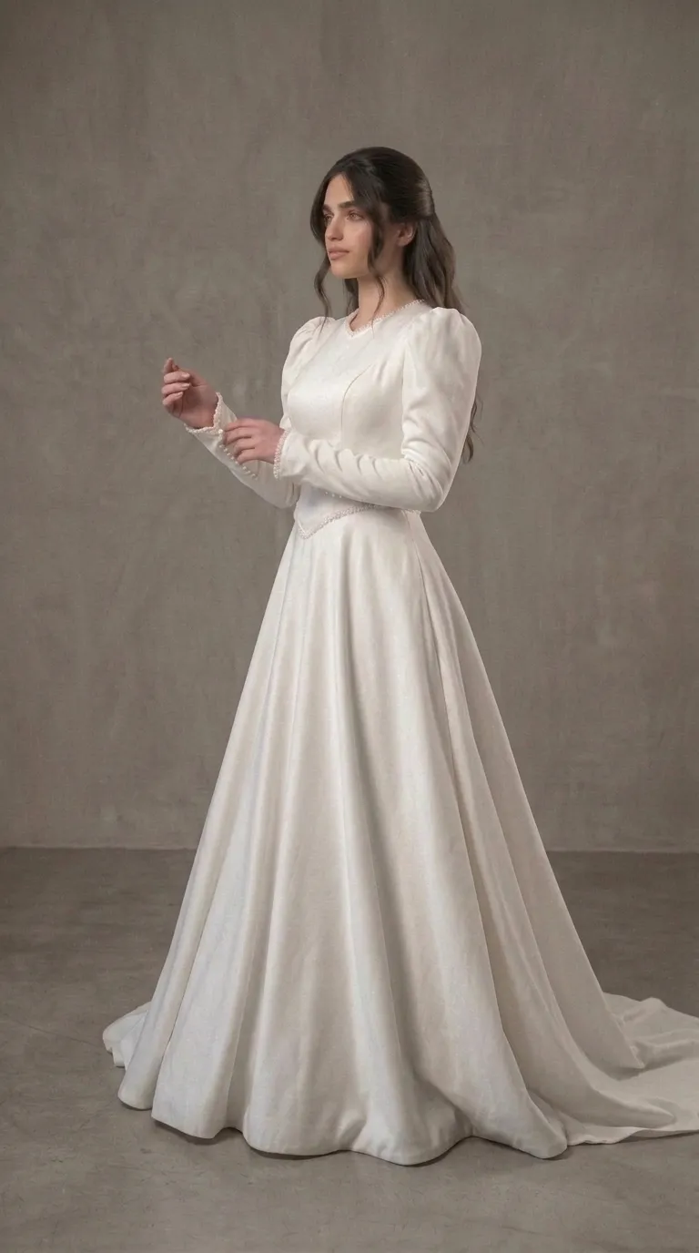 A modest, smooth princess-style wedding dress