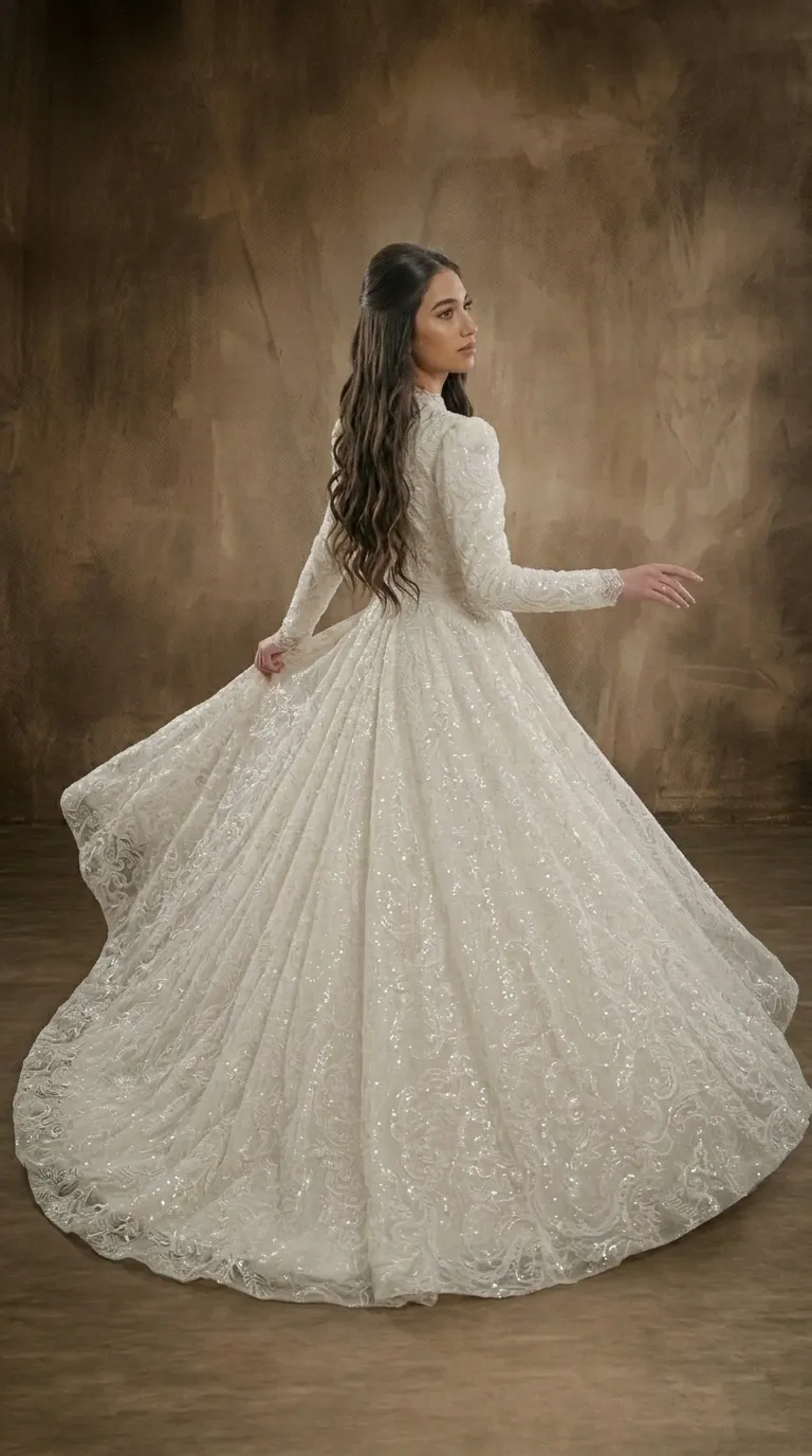 Modest princess style wedding dress with a pageant