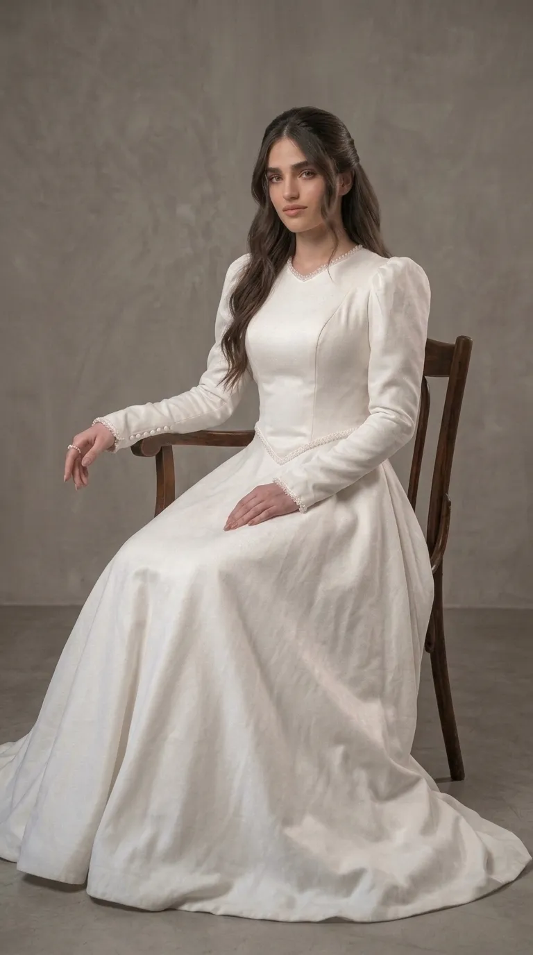 A modest, smooth princess-style wedding dress