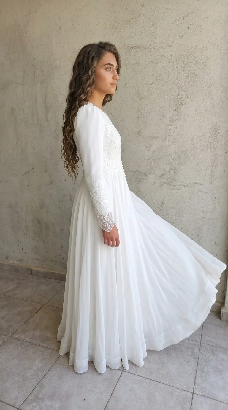 A modest wedding dress in a classic style