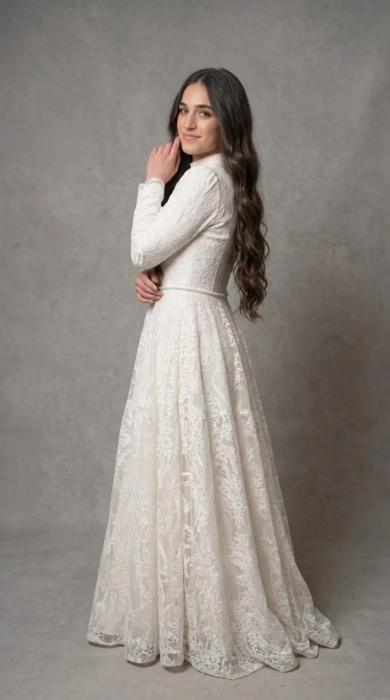 Modest princess boho chic pageant wedding dress