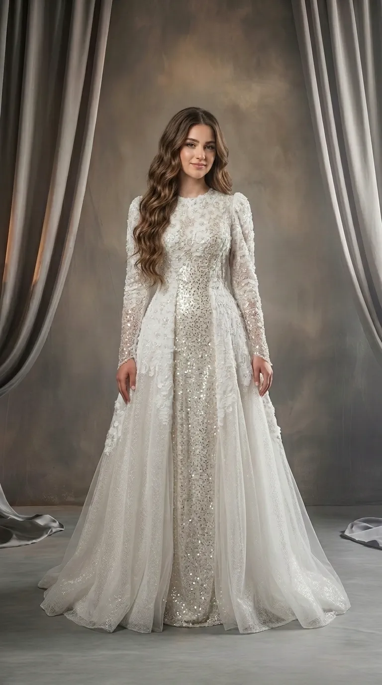 Modest princess style wedding dress