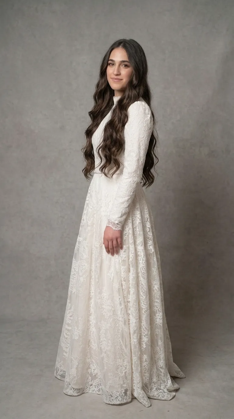 Modest princess boho chic pageant wedding dress