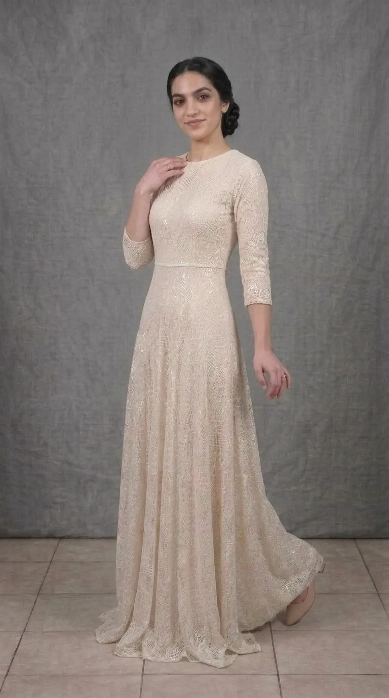 A modest, comfortable boho-chic wedding dress