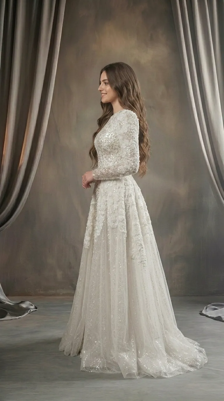 Modest princess style wedding dress