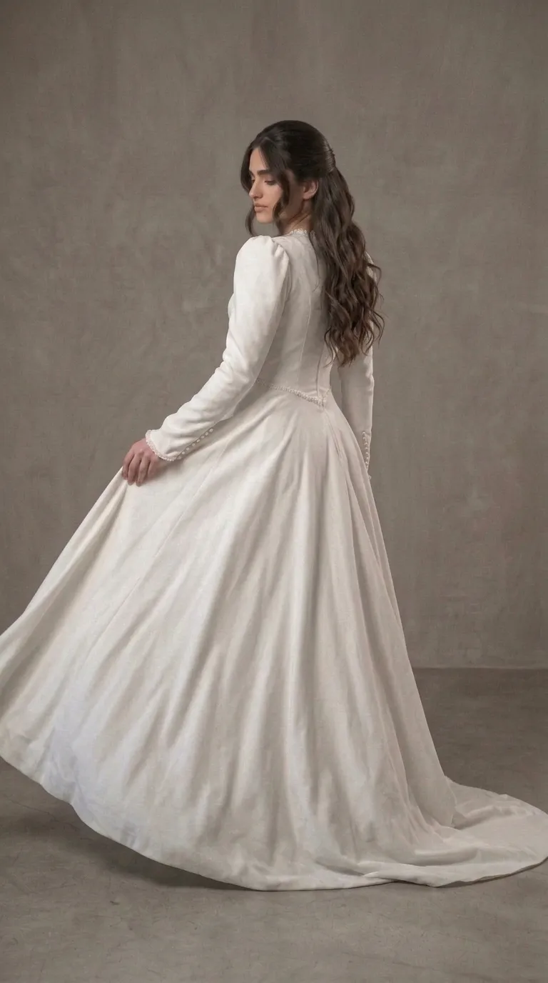 A modest, smooth princess-style wedding dress