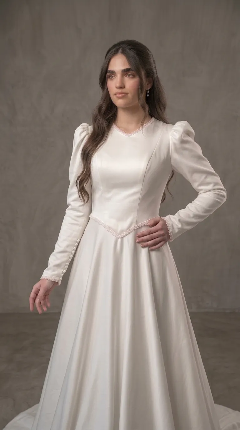 A modest, smooth princess-style wedding dress