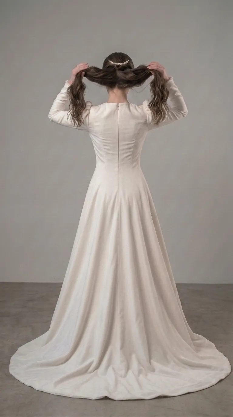 A modest, smooth princess-style wedding dress