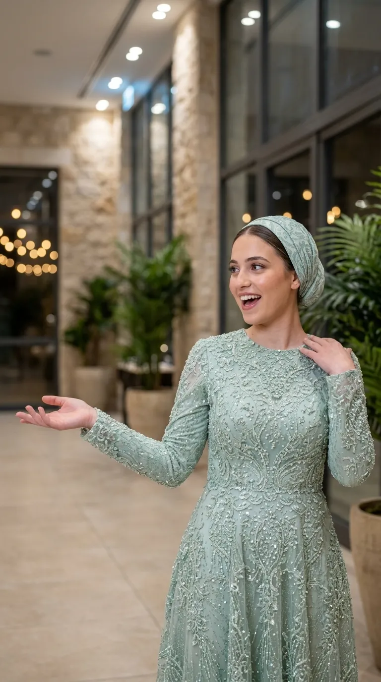 Collection of modest evening dresses, tailoring with personal design - Model 8