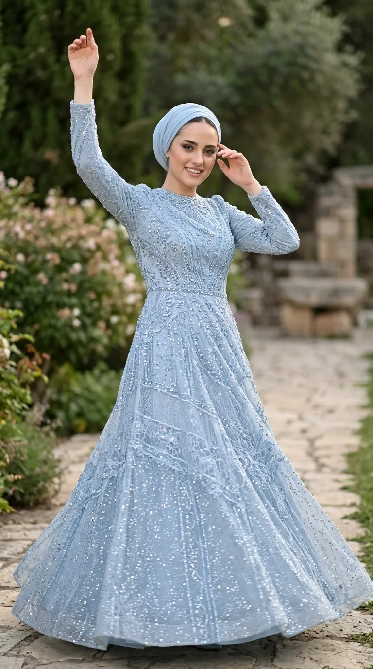 Collection of modest evening dresses, tailoring with personal design - Model 14